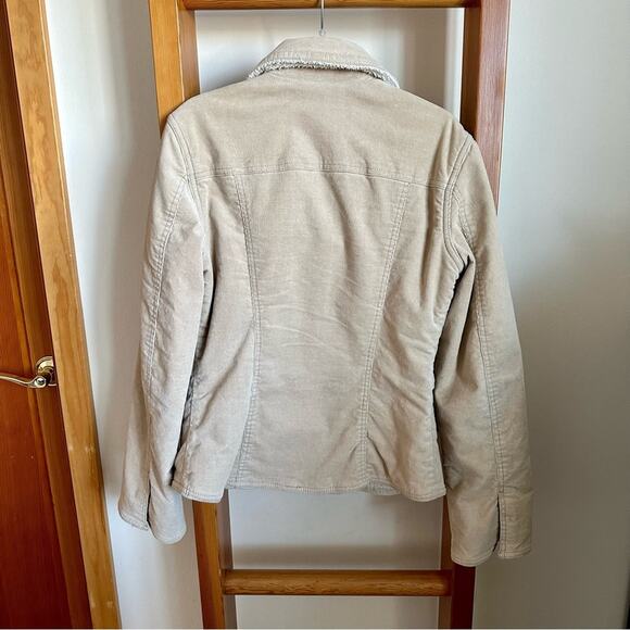 Cream Corduroy Fuzzy Lined Jacket Juniors Medium Womens Small - Picture 4 of 7